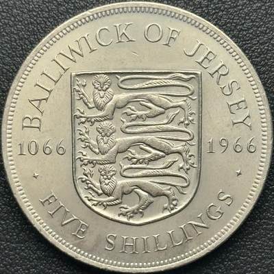 ＜小葵钱铺＞第67期·克朗币·银币场·满200包邮，不寄存·12月15日发货 - 泽西岛1966年黑斯廷斯战役900周年5先令克朗型纪念币