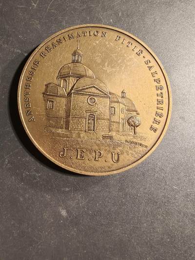 老王徽章第169期 - 法国巴黎皮提耶-萨尔佩特里埃医院麻醉与复苏科大铜章    直径72mm.     重量205.3g