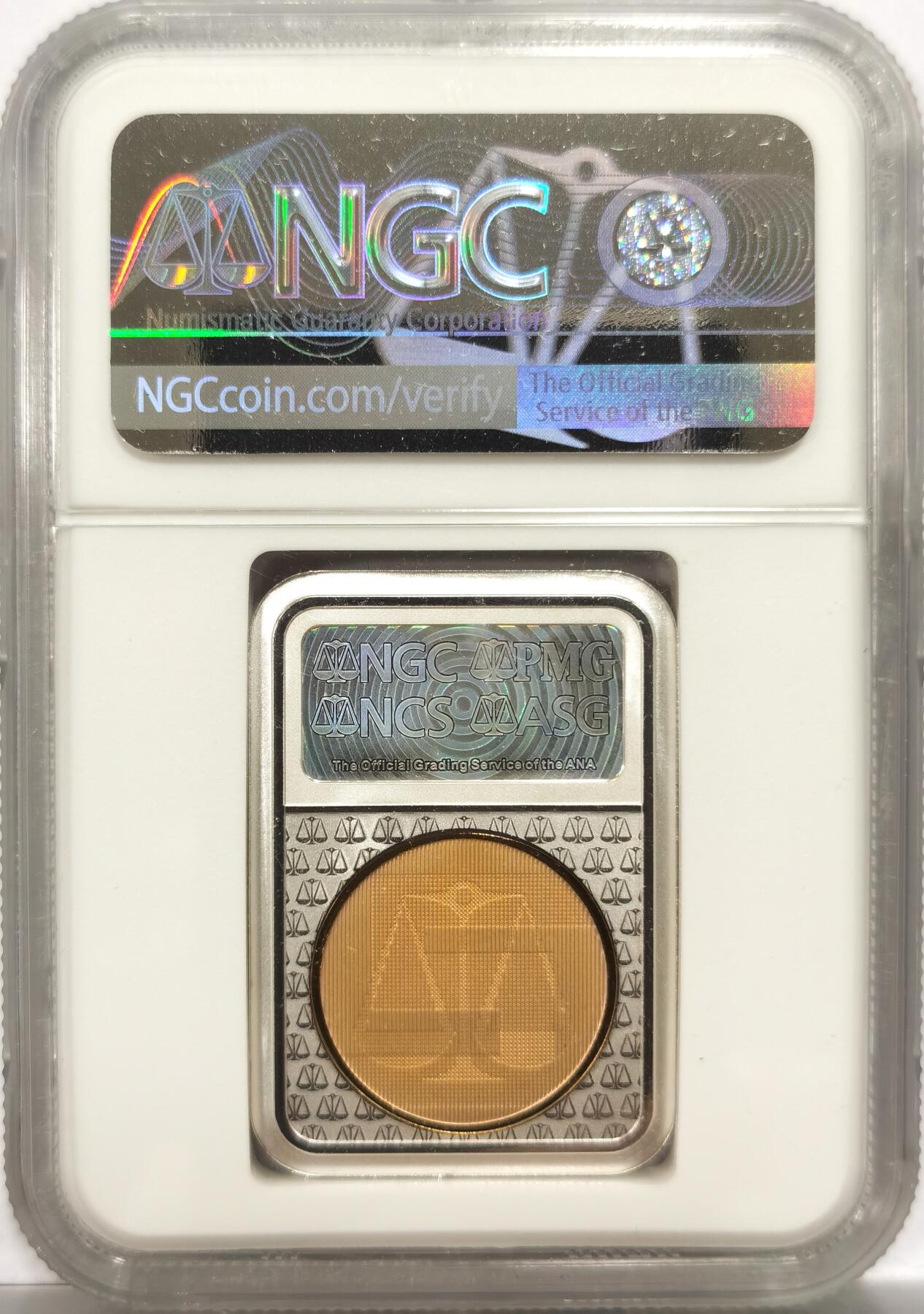 博洋堂世界钱币拍卖第151期（全场包邮） NGC PF70UC 2019年上海恩颉藏商务信息咨询有限公司开业五周年纪念章，22g999银镀铜，少见评级币异型-1