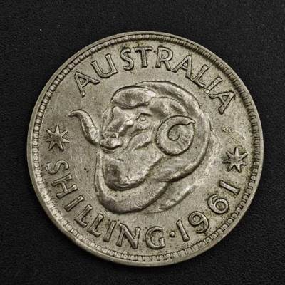 【淘币小摊】实时拍第八百二十六拍   散币场   满百包邮可预留二周 每周一统一发货   - 澳大利亚1961年伊丽莎白二世1先令银币