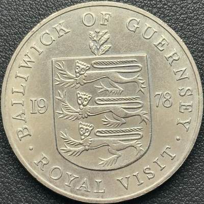 ＜小葵钱铺＞第67期·克朗币·银币场·满200包邮，不寄存·12月15日发货 - 根西岛1978年皇家访问25便士克朗型纪念币
