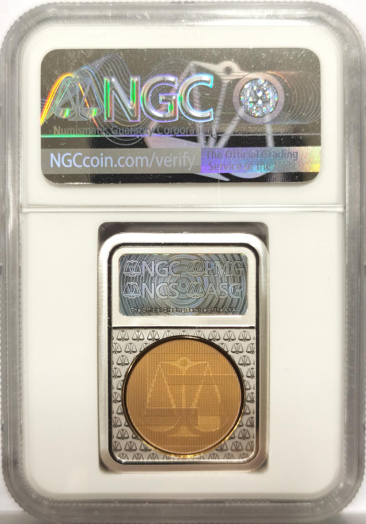 博洋堂世界钱币拍卖第151期（全场包邮） NGC PF70UC 2019年上海恩颉藏商务信息咨询有限公司开业五周年纪念章，22g999银镀铜，少见评级币异型-2 右下角小裂几乎没啥影响