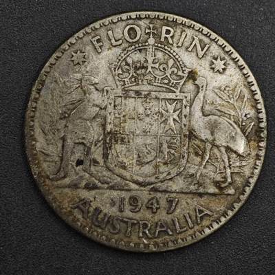 【淘币小摊】实时拍第八百二十六拍   散币场   满百包邮可预留二周 每周一统一发货   - 澳大利亚1947年乔治六世弗洛林银币