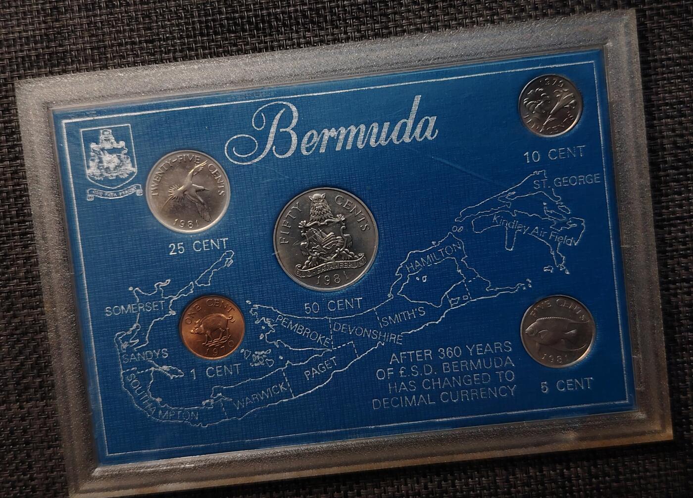 布加迪🐬～世界钱币(上海)🌾第 264 期 /  各国套币和散币 百慕大🇧🇲 1970～1981年 5枚盒装币