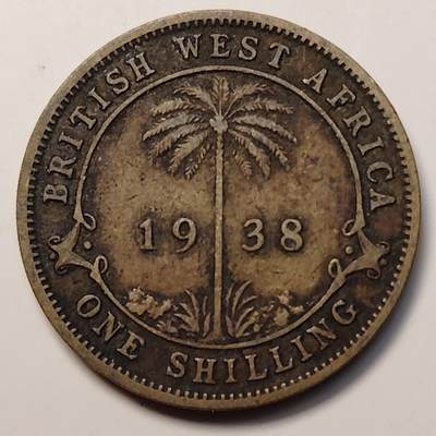 布加迪🐬～世界钱币(上海)🌾第 264 期 /  各国套币和散币 - 英属西非 1938年 1先令 乔治六世 铜币 23mm