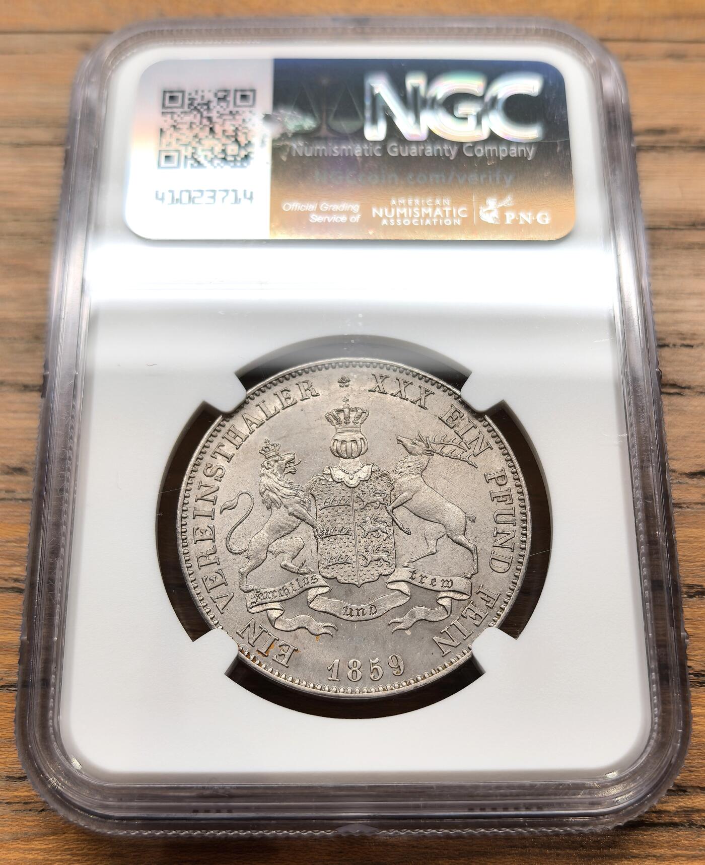 凡希社世界钱币微拍月度大拍（2025/12） 1859德国符腾堡狮鹿流通版泰勒NGC-MS61