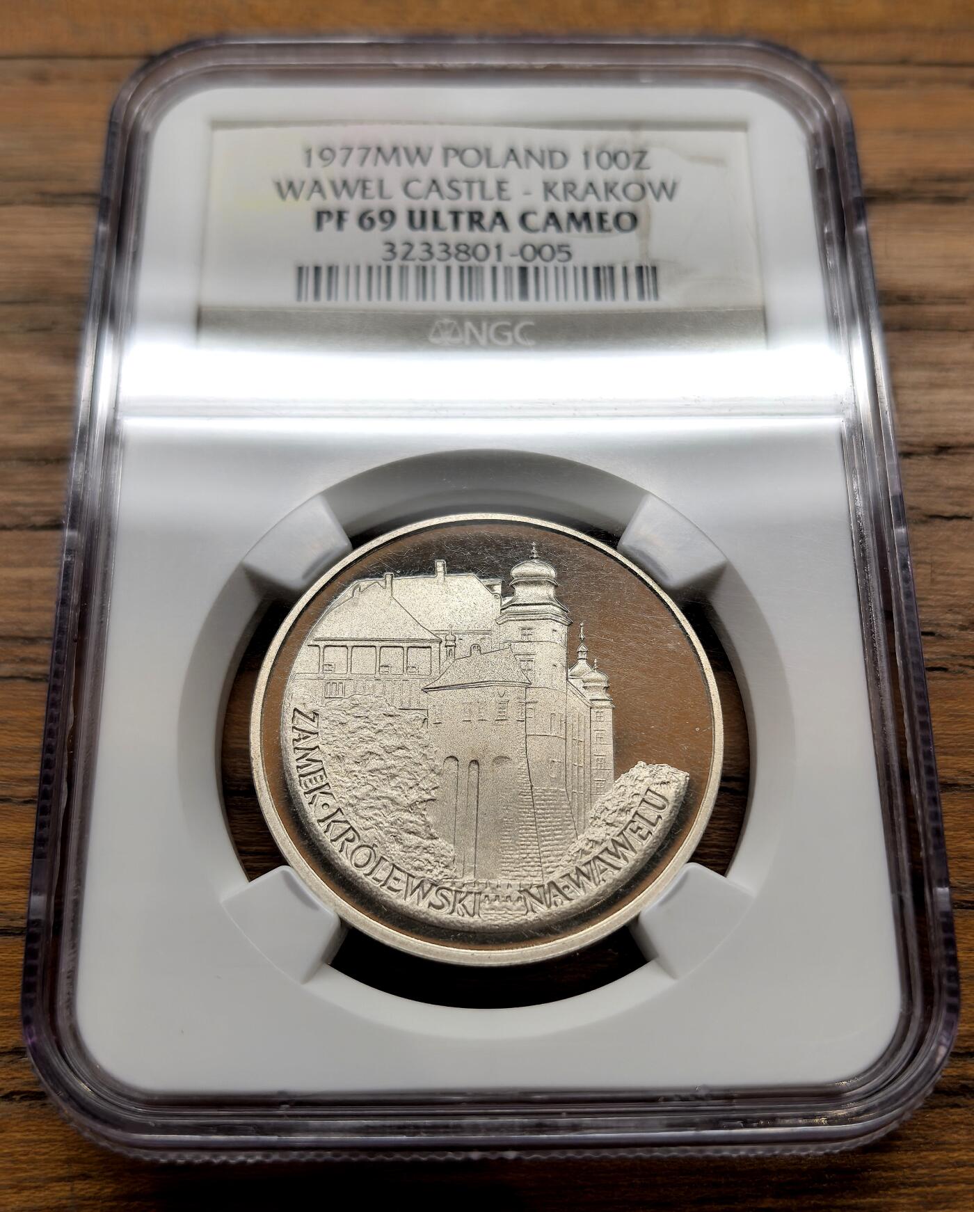 凡希社世界钱币微拍月度大拍（2025/12） 1977波兰克拉科夫瓦维尔城堡100Z银币精铸NGC-PF69UC
