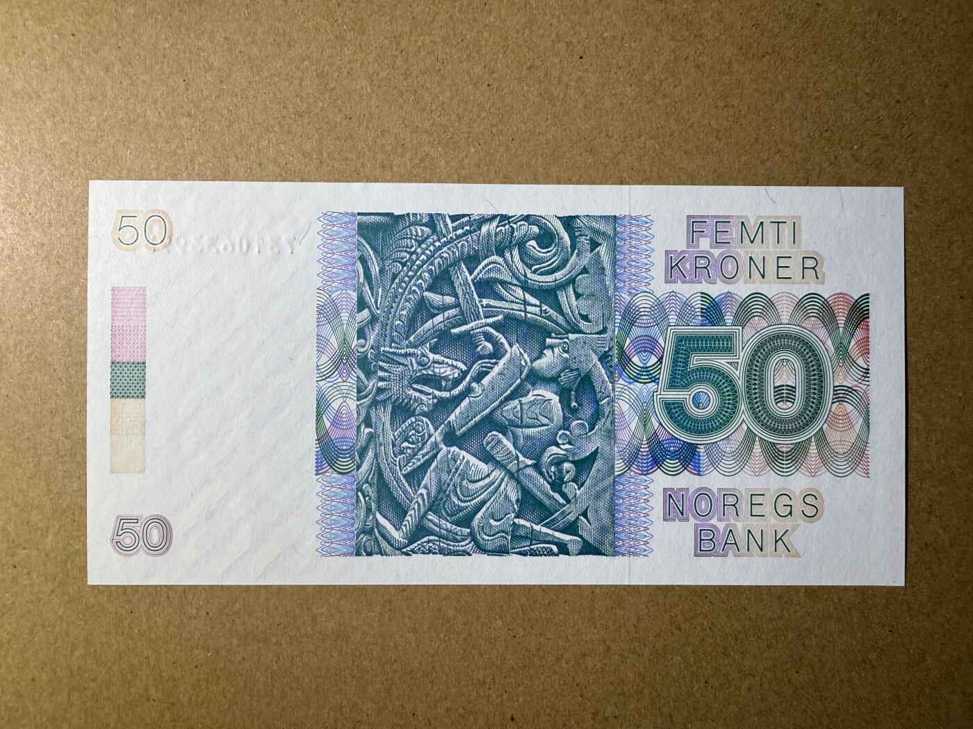 《艾美收藏》第224期-12.14周日外币超白金场 挪威50克朗 UNC 1990年 挪威诗人文耶 无4