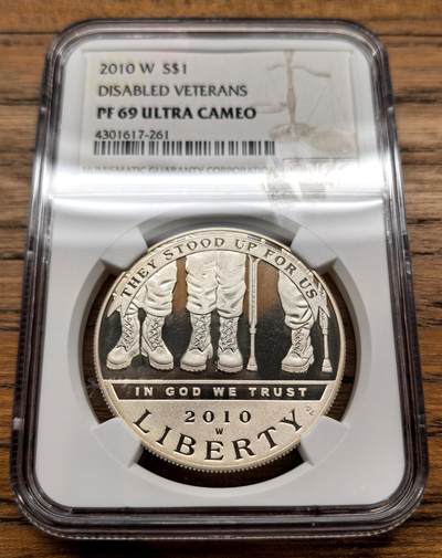 凡希社世界钱币微拍月度大拍（2025/12） - 2010美国伤残军人Dol纪念大银精铸NGC-PF69UC