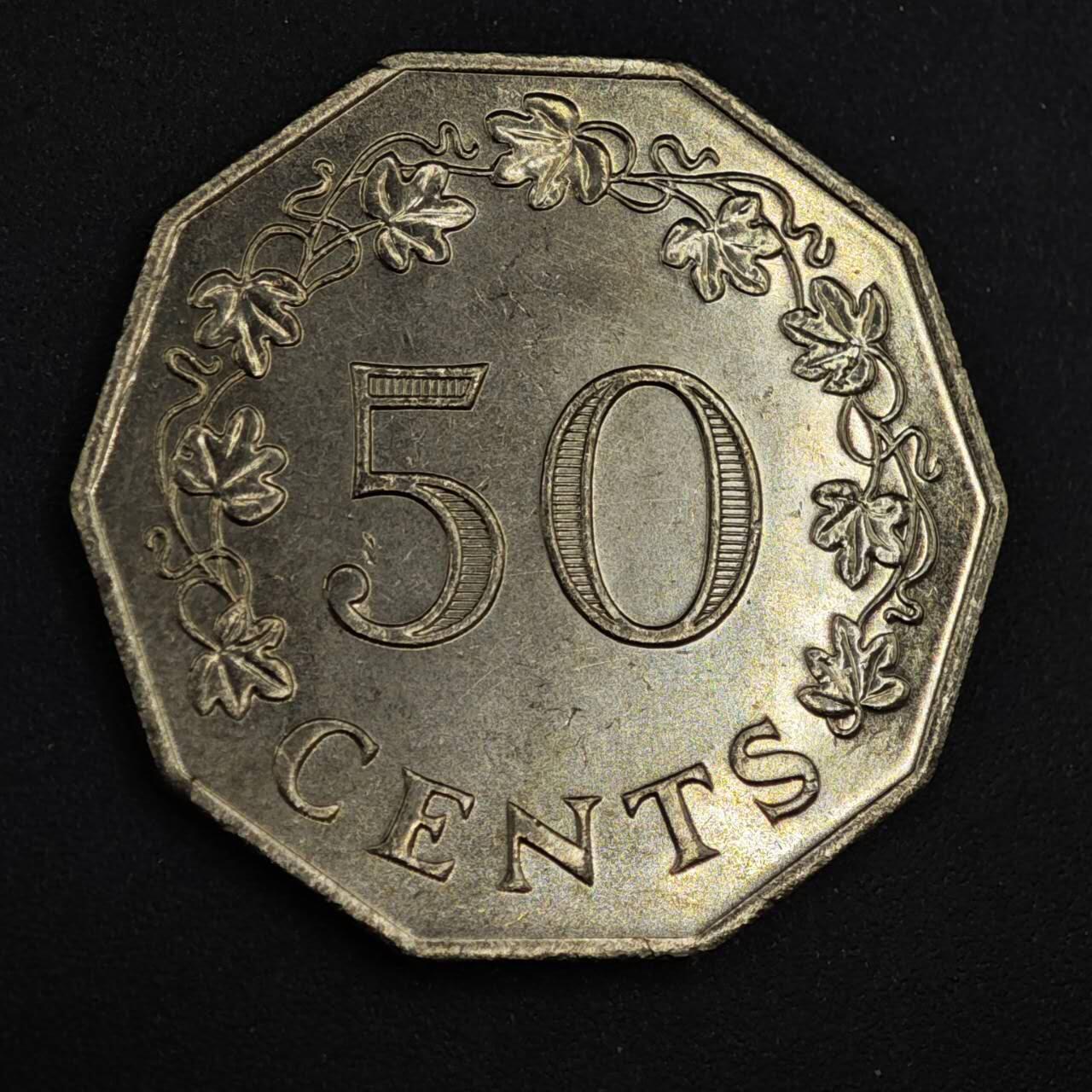 【淘币小摊】实时拍第八百二十六拍   散币场   满百包邮可预留二周 每周一统一发货   马耳他1972年50分镍币