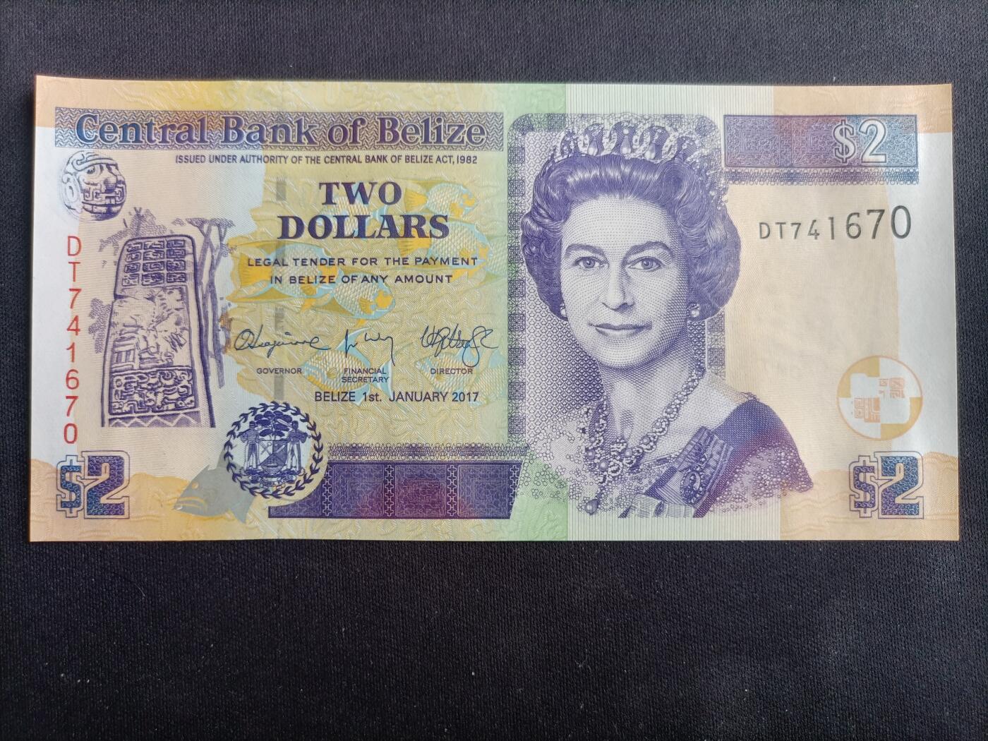 【游宝拍卖】乙巳蛇年94期 周六集拍 伯利兹-2元【2017年 全新UNC】