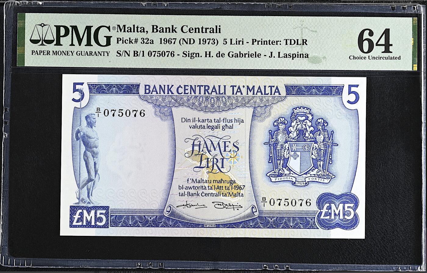 《艾美收藏》第224期-12.14周日外币超白金场 马耳他5镑 PMG64 1973年a版彩背 剪壳裸币收藏首选 无4