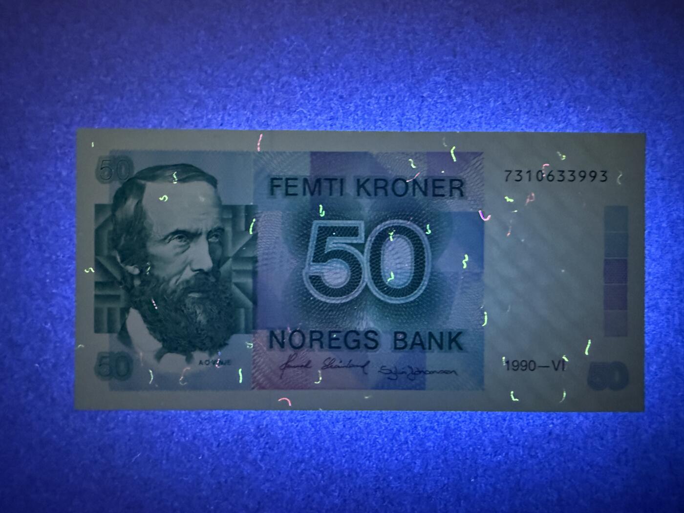 《艾美收藏》第224期-12.14周日外币超白金场 挪威50克朗 UNC 1990年 挪威诗人文耶 无4