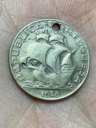 2025年第一百三十六场(总第一百六十二场）外国好品纸夹散币场(免佣金) - 打孔–葡萄牙🇵🇹1946年2.5埃斯库多银币(共和国第四套，650银)