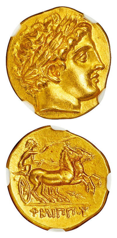 华艺国际2025年秋季拍卖会 钱币专场 - 公元前359-336年古希腊马其顿王国太阳神阿波罗像金币一枚/NGC AU
