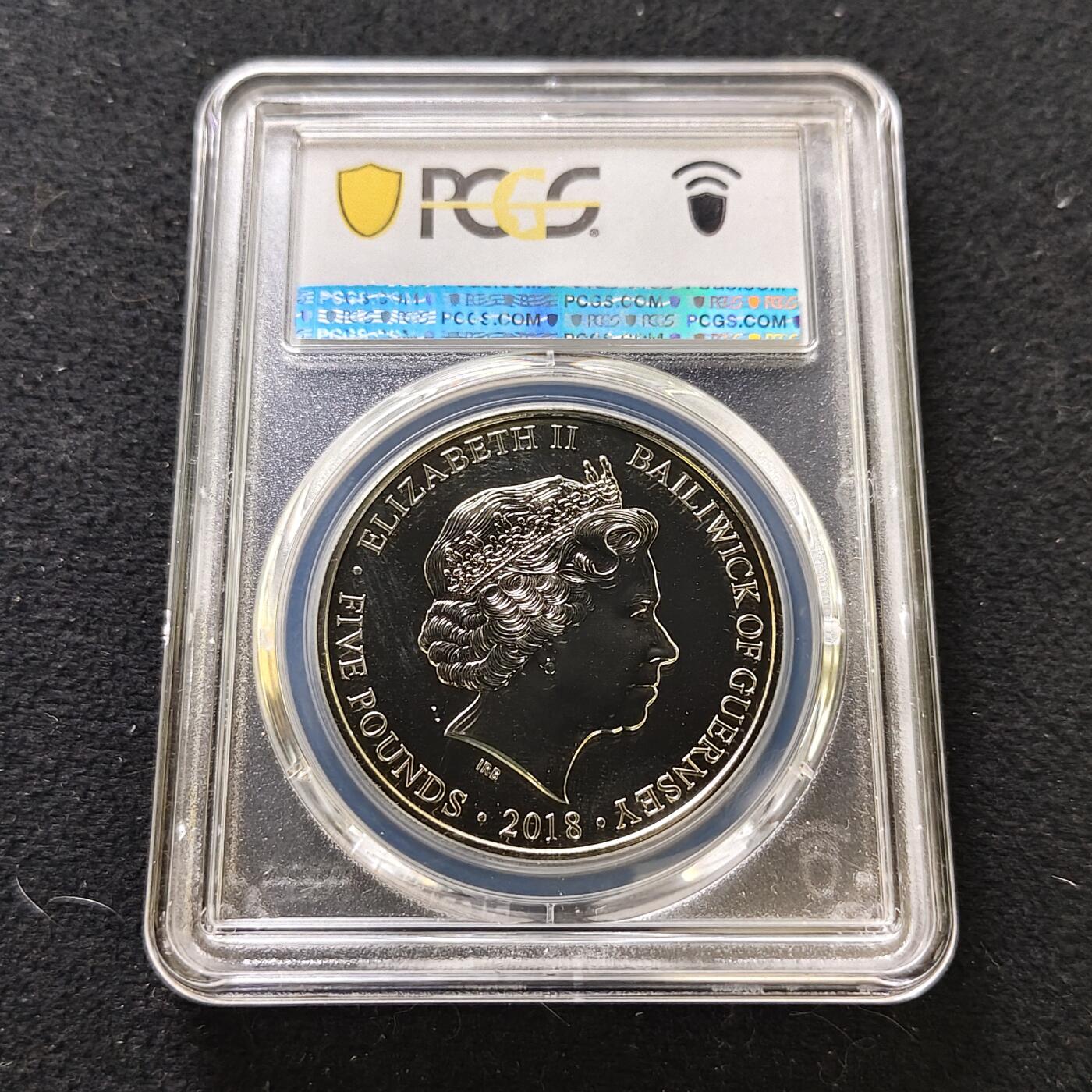 【全场包邮】纯粹捡漏拍487场（免费代拍第24场） 【收藏级·冠军分】根西2018年5镑第一次世界大战结束100周年“在夕阳西沉之时”彩色克朗型纪念币-PCGS MS69