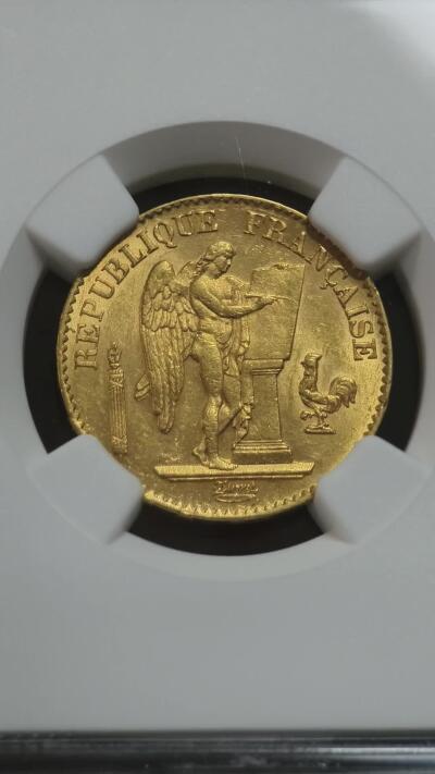 NGC-UNCD法国1874年天使20法郎金币