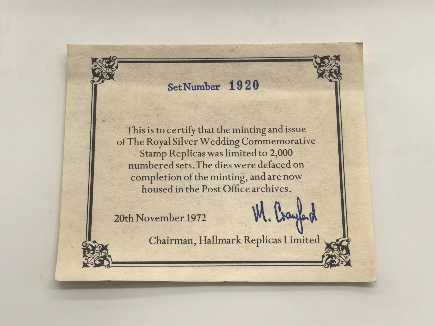 博洋堂世界钱币拍卖第151期（全场包邮） 英国1972年伊丽莎白女王和菲利普亲王银婚纪念金银纪念章 原盒证书（金26.6克，22K金，24.4克纯金，今日金价23400，银26.5克）发行量2000套 此枚编号1920