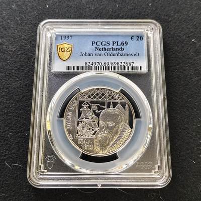 【全场包邮】纯粹捡漏拍487场（免费代拍第24场） - 【收藏级·冠军分】荷兰1997年20欧诗人剧作家历史学家P.C.霍夫特逝世350周年精制纪念银币-PCGS PL69