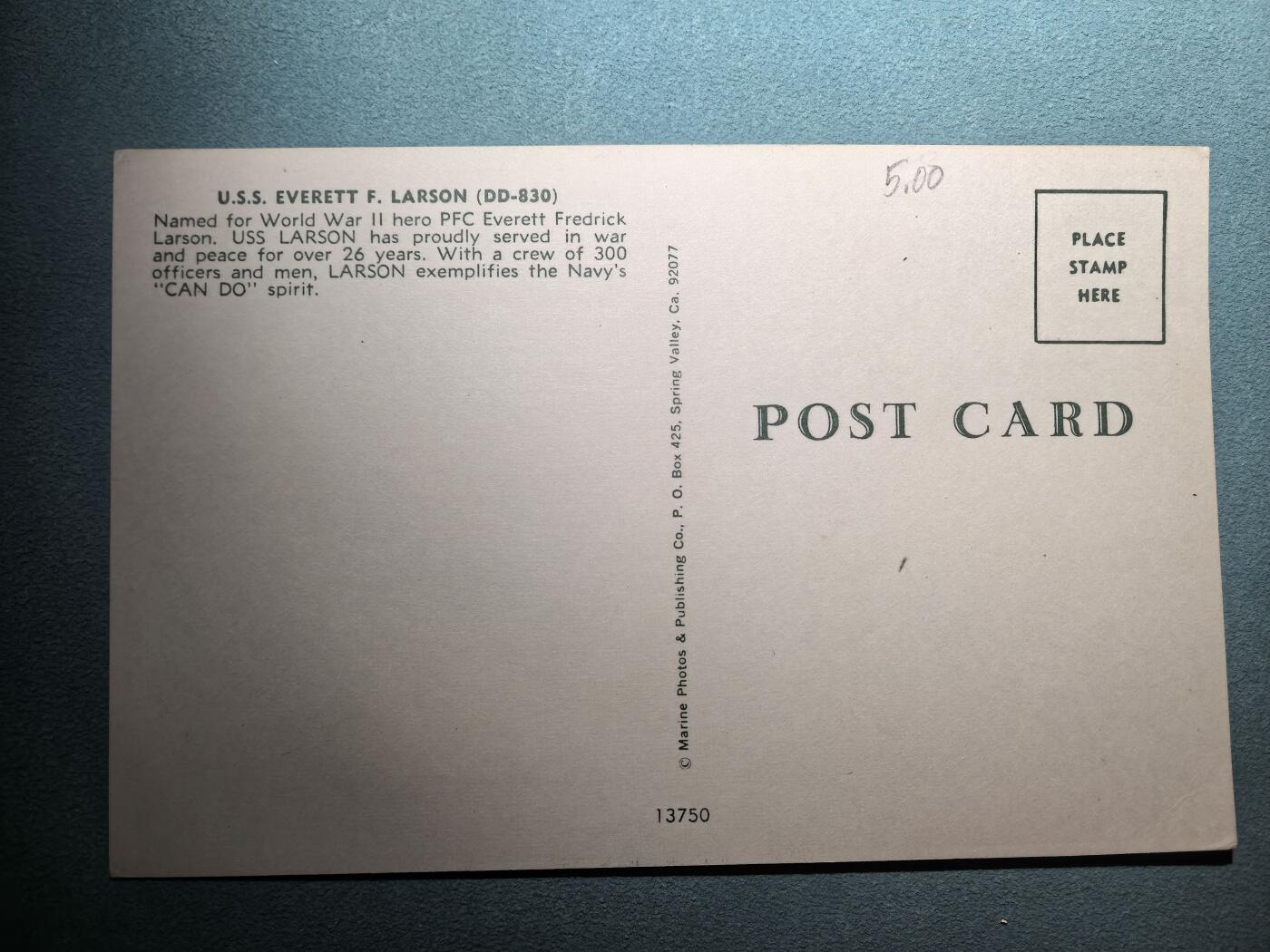 盛世勋华——号角文化勋章邮票专场拍卖第293期 美国冷战时期军舰专题明信片 拉森号驱逐舰