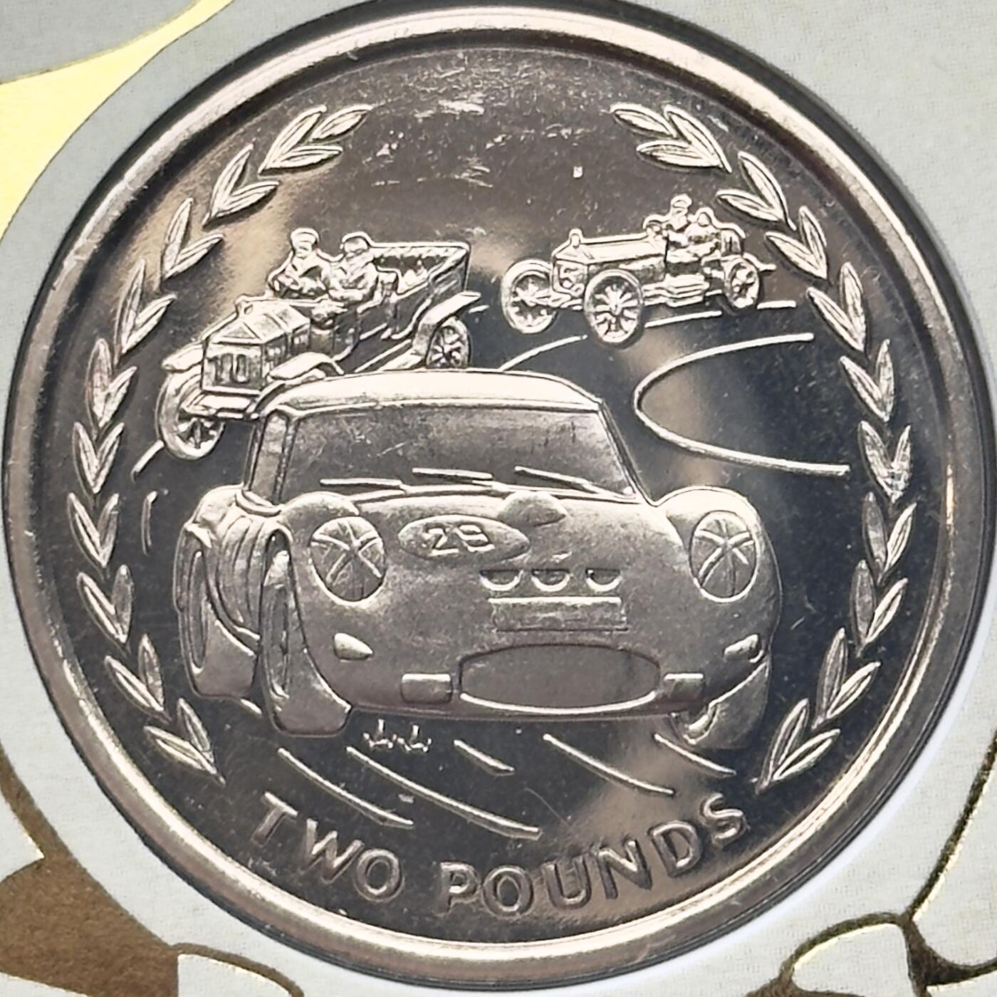 ＜小葵钱铺＞第67期·克朗币·银币场·满200包邮，不寄存·12月15日发货 〈邮币封·签名版〉马恩岛1996年经典汽车赛2镑纪念币