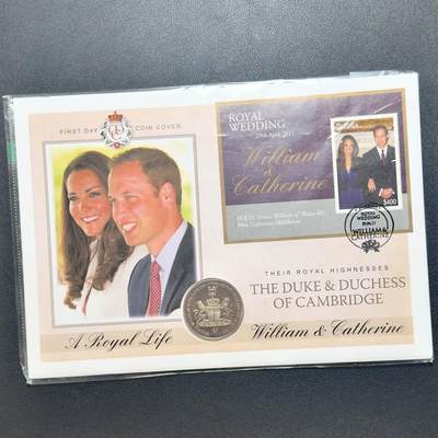 ＜小葵钱铺＞第67期·克朗币·银币场·满200包邮，不寄存·12月15日发货 - 〈邮币封〉南乔治亚岛和南桑威奇群岛2011年皇家婚礼2镑克朗型纪念币