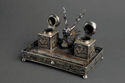 华艺国际2025年秋季拍卖会 钱币专场 - 民国时期银质龙头墨水台一套