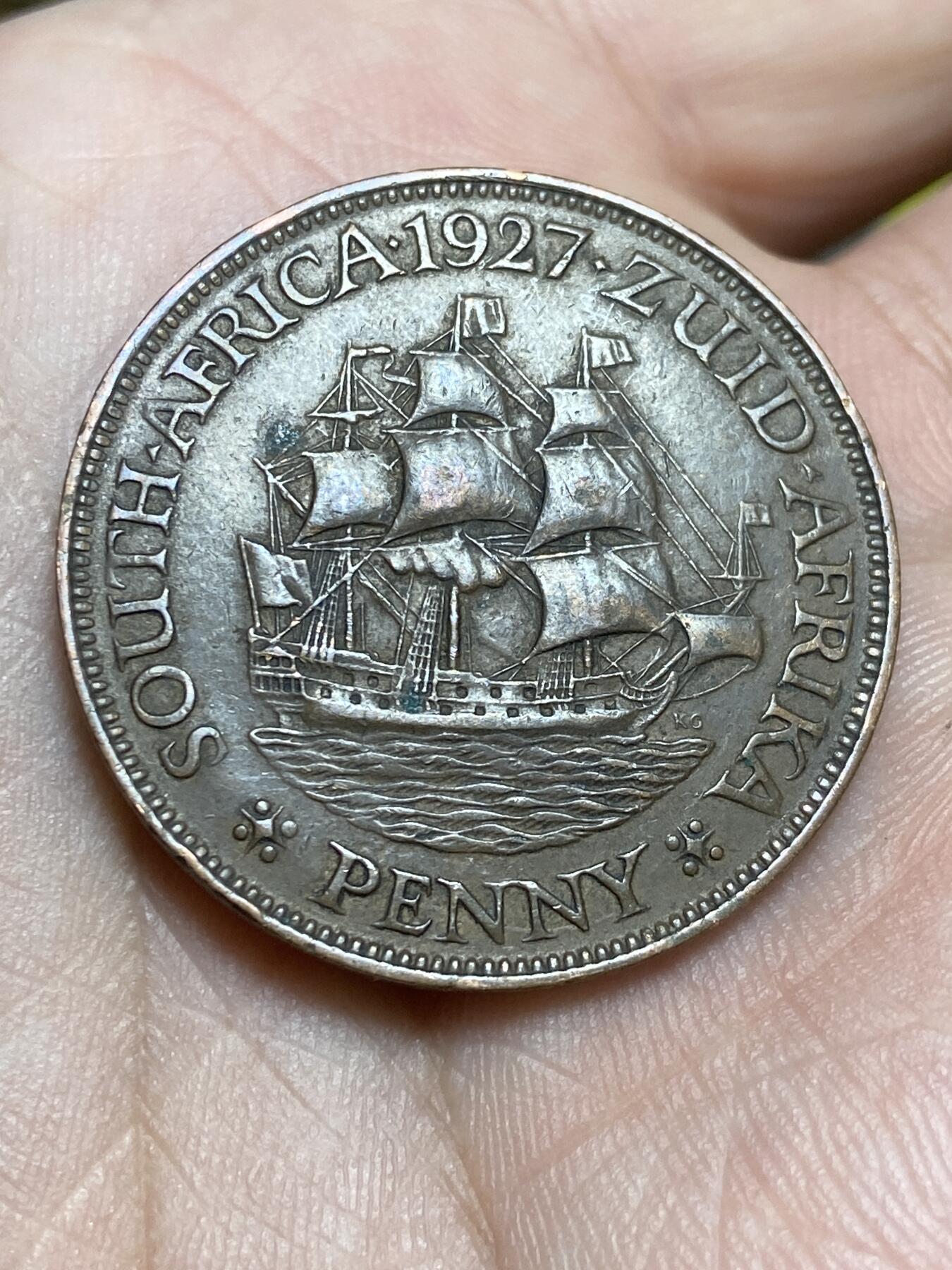 2025年第一百三十六场(总第一百六十二场）外国好品纸夹散币场(免佣金) 流通好品–英属南非1927年1便士(乔治五世第二版，发行量最少年份)