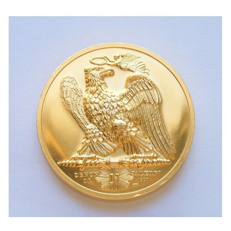 【艺术】法国艺术大章纪念1815年 拿破仑滑铁卢战役+雄鹰高浮雕精制大镀金章 40MM