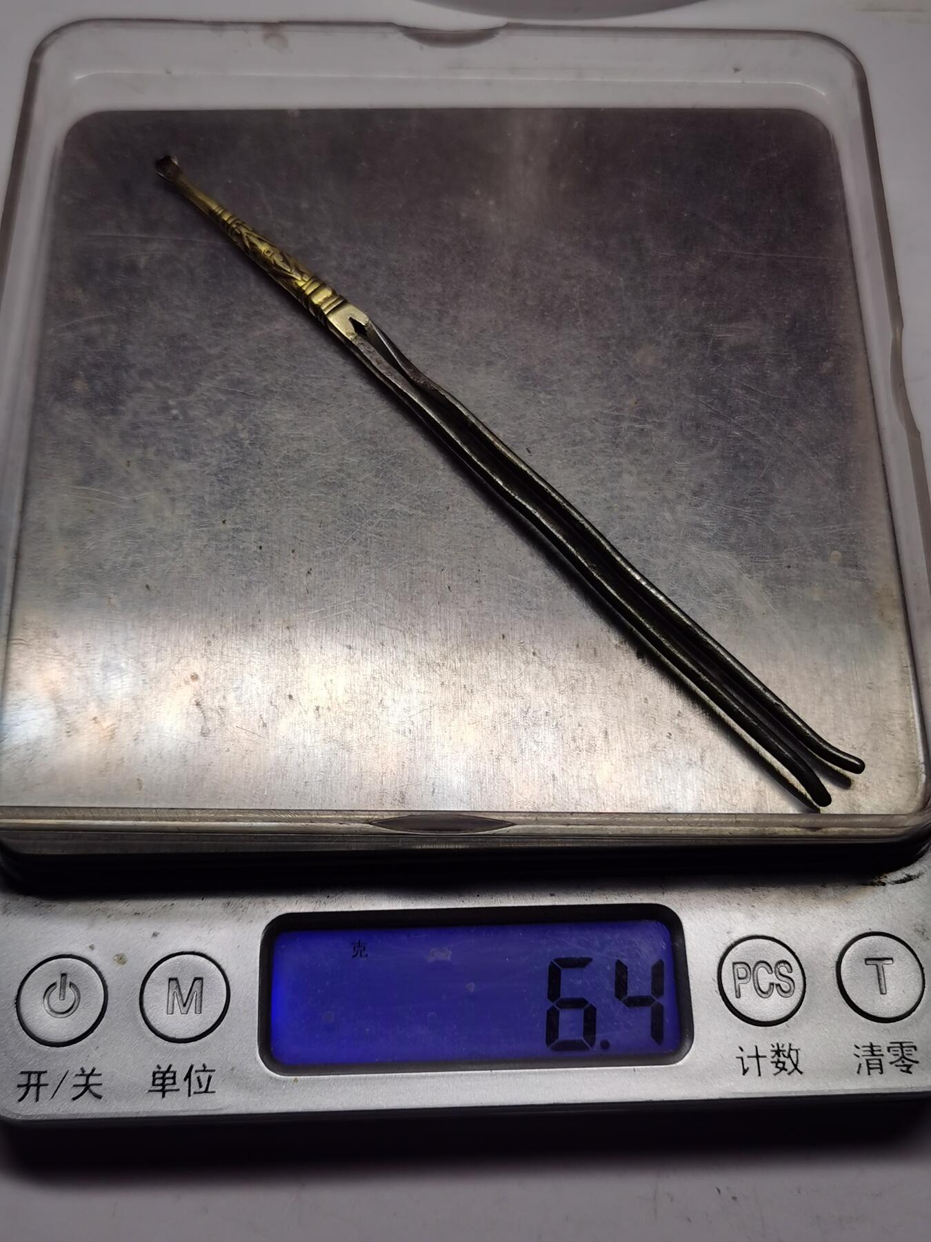 杂件专场88期 清代老银鎏金发簪耳勺