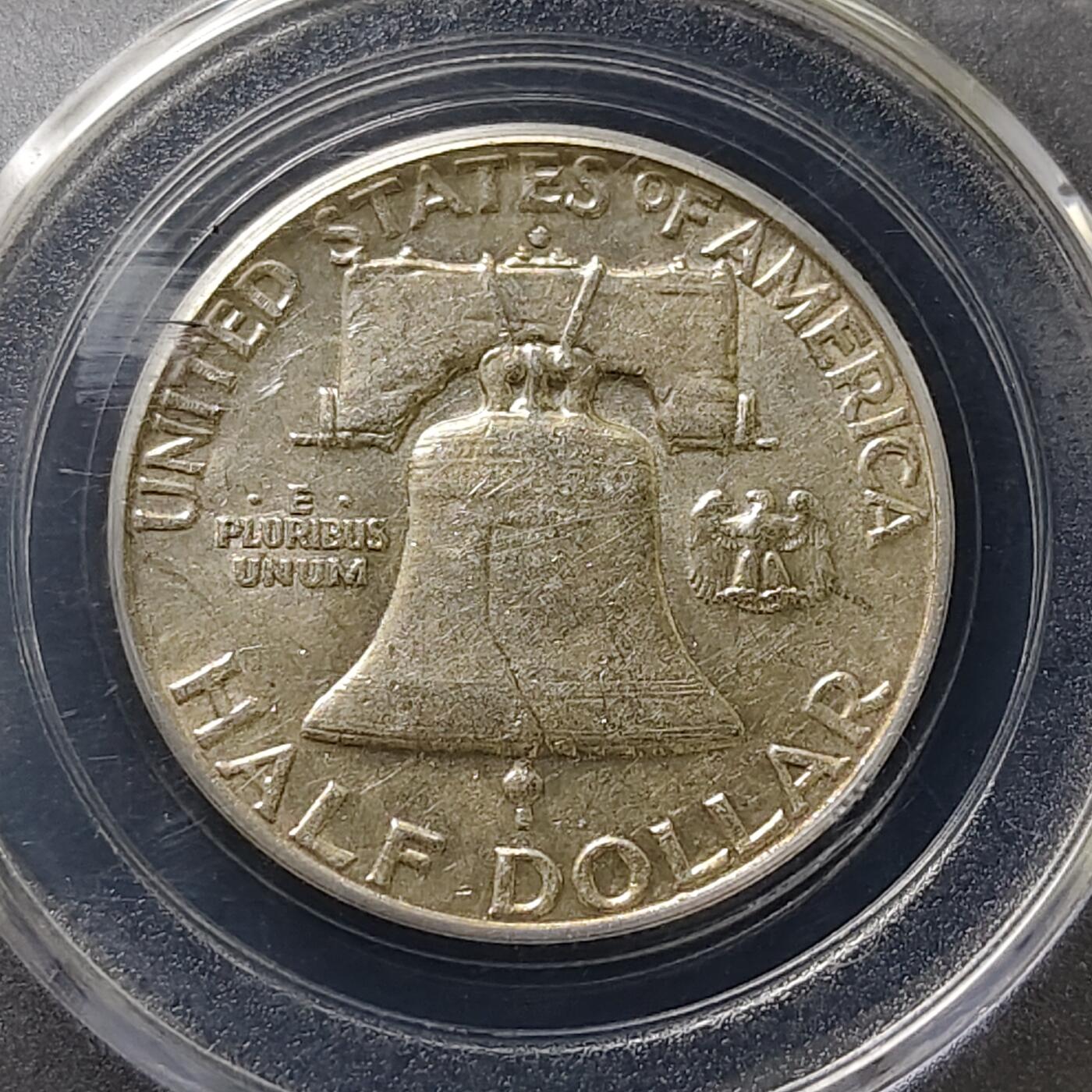 【全场包邮】纯粹捡漏拍486场（免费代拍第23场） 美国1963年富兰克林半元（30.6毫米12.5克）银币-公博AU55