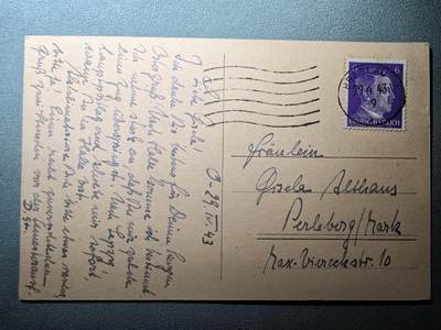 盛世勋华——号角文化勋章邮票专场拍卖第293期 - 德国（1939）1943年实寄明信片 中世纪的奥波莱城 贴小胡子邮票