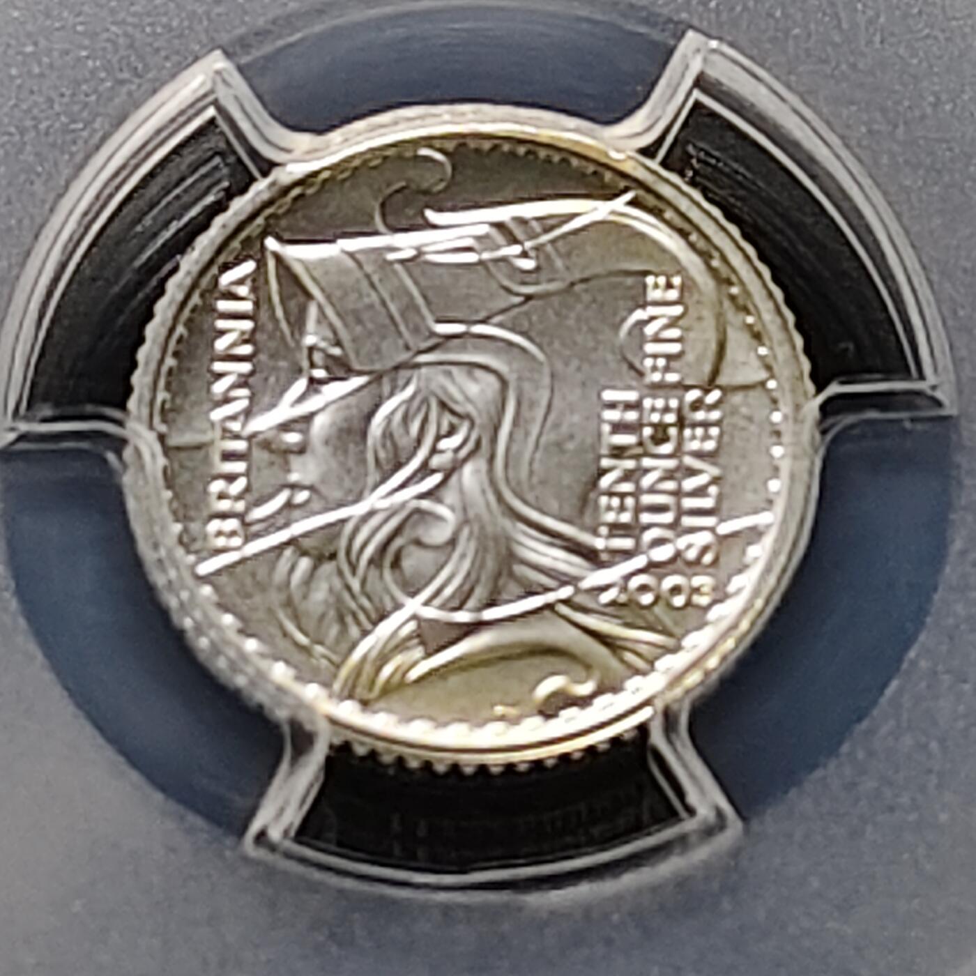 【全场包邮】纯粹捡漏拍487场（免费代拍第24场） 【收藏级·亚军分】英国2003年20便士不列颠尼亚女神1/10盎司精制银币-PCGS PR68 DCAM（更高分仅1枚）