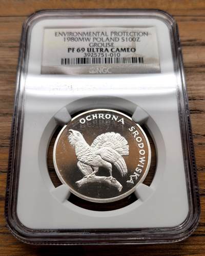 凡希社世界钱币微拍月度大拍（2025/12） - 1980波兰生态保护-松鸡100Z银币精铸NGC-PF69UC