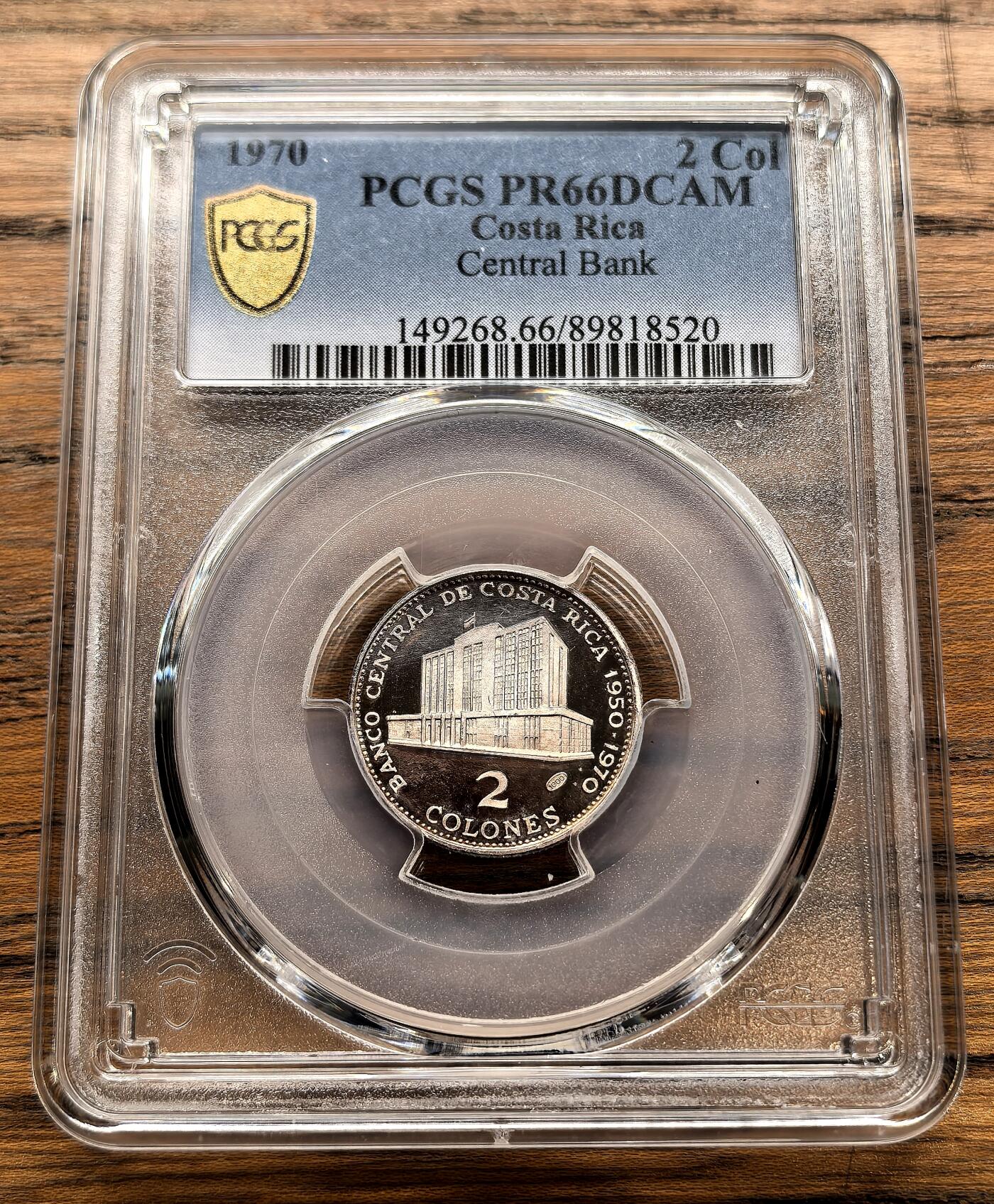 凡希社世界钱币微拍月度大拍（2025/12） 1970哥斯达黎加央行纪念2Col银币精铸PCGS-PR66DCAM