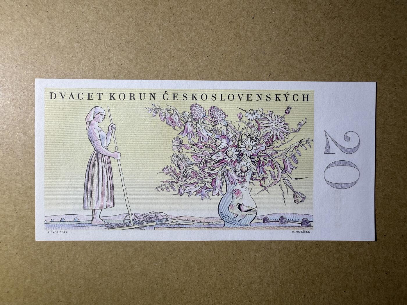 《艾美收藏》第224期-12.14周日外币超白金场 捷克斯洛伐克20克朗 UNC 1949年 花环少女 有处出厂自带小杂质 实钞无针孔 无47