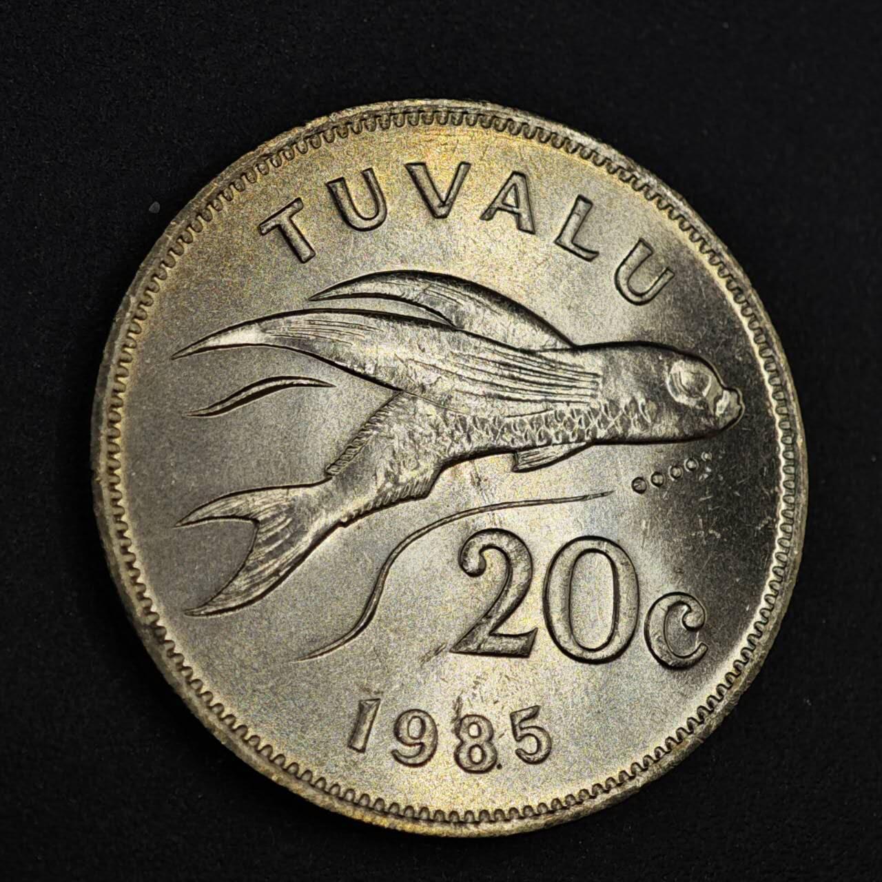 【淘币小摊】实时拍第八百二十六拍   散币场   满百包邮可预留二周 每周一统一发货   图瓦卢1985年飞鱼20分镍币