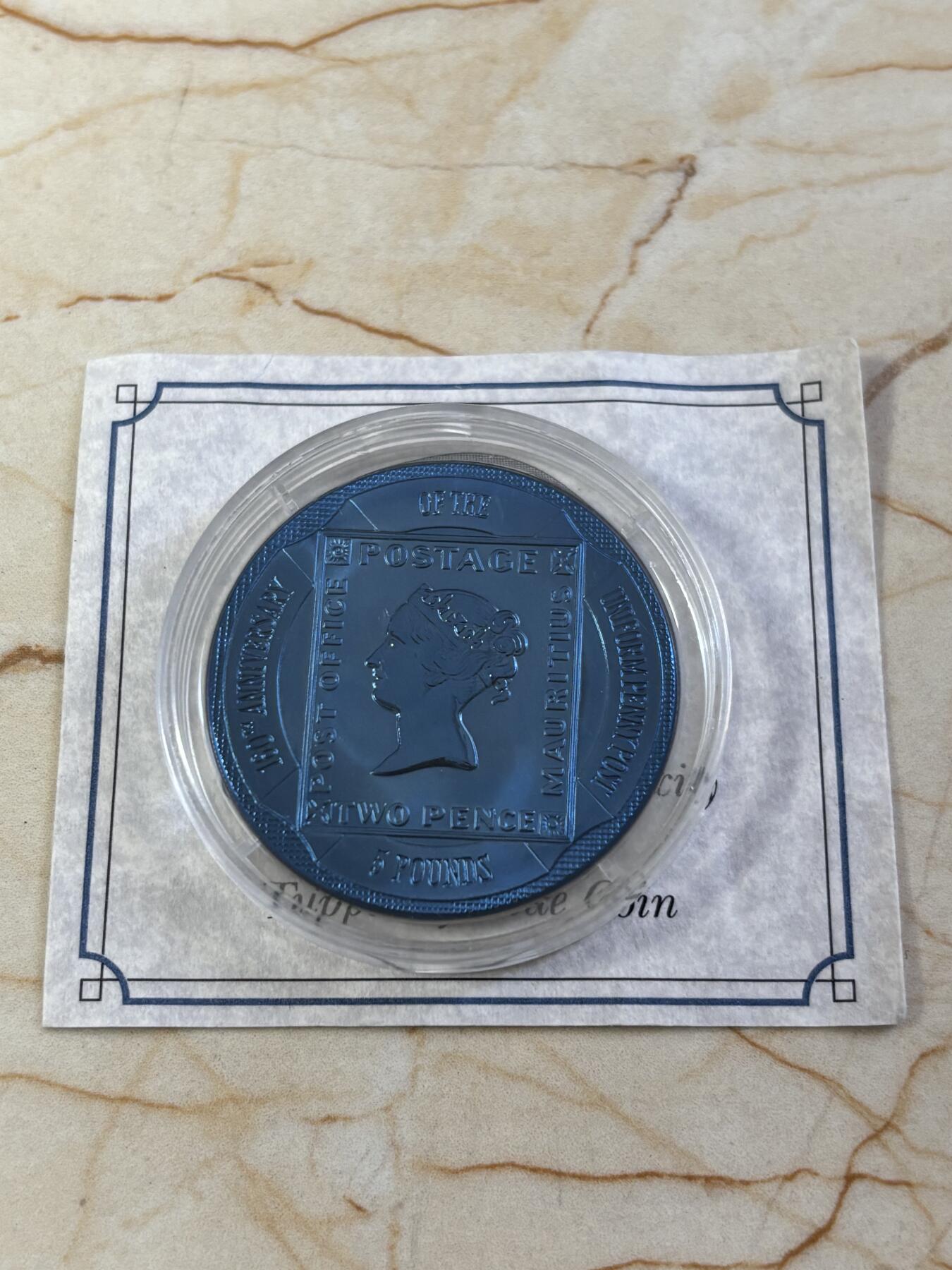 第185期拍卖 直布罗陀2000年统一便士邮政法案160周年蓝色钛币带证书