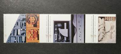 ↓君缘收藏679期☞钱币邮品↓无佣金、可寄存、满30元包邮  - 美国邮票，2000年20世纪美国著名装置艺术家,雕塑家路易丝·内韦尔森诞辰100周年作品邮票连票5全