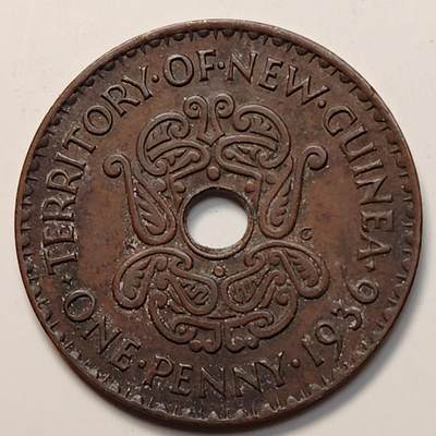 布加迪🐬～世界钱币(上海)🌾第 264 期 /  各国套币和散币 - 英属新几内亚 1936年 1便士 26.7mm