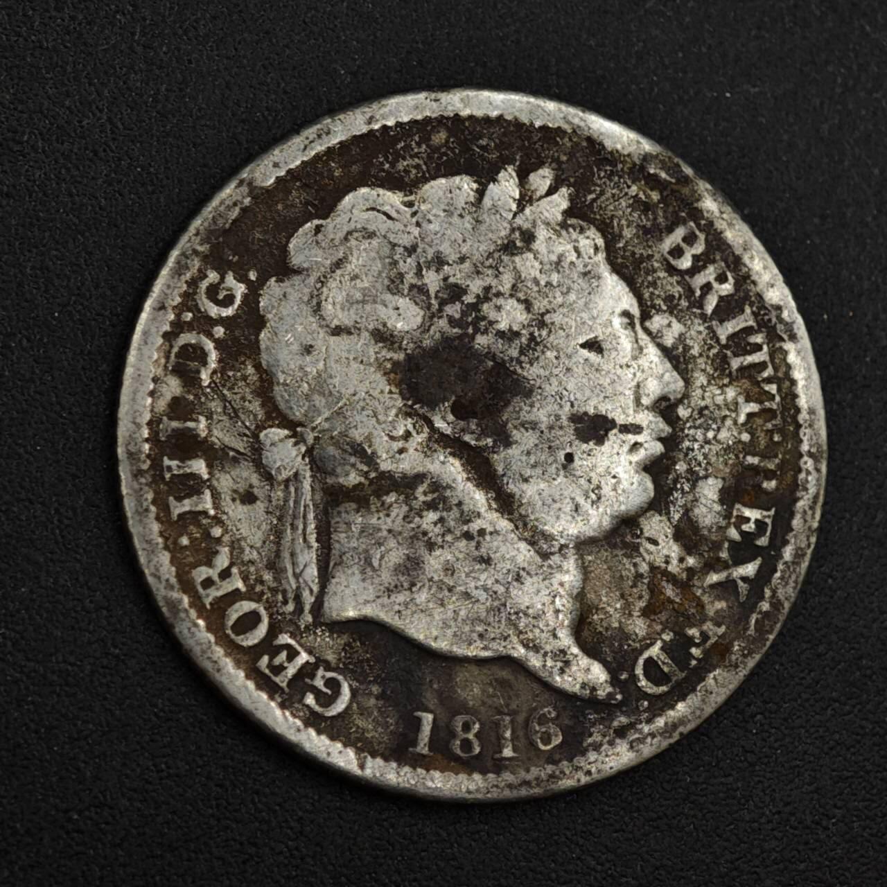 【淘币小摊】实时拍第八百二十六拍   散币场   满百包邮可预留二周 每周一统一发货   英国1816年乔治三世1先令银币