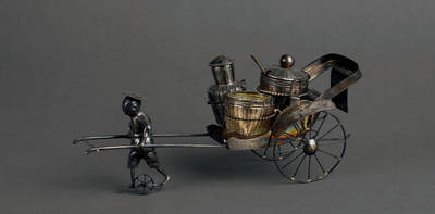 华艺国际2025年秋季拍卖会 钱币专场 - 民国时期银质人力车夫三调料罐组合一套