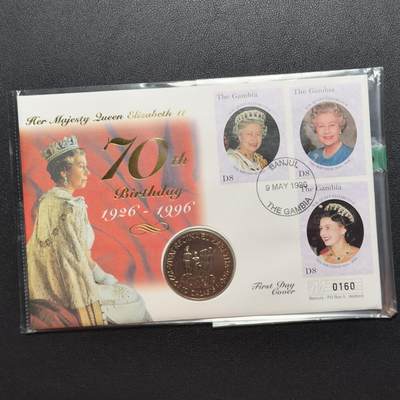 ＜小葵钱铺＞第67期·克朗币·银币场·满200包邮，不寄存·12月15日发货 - 〈邮币封〉冈比亚1996年女王70岁生日10达拉西克朗型纪念币