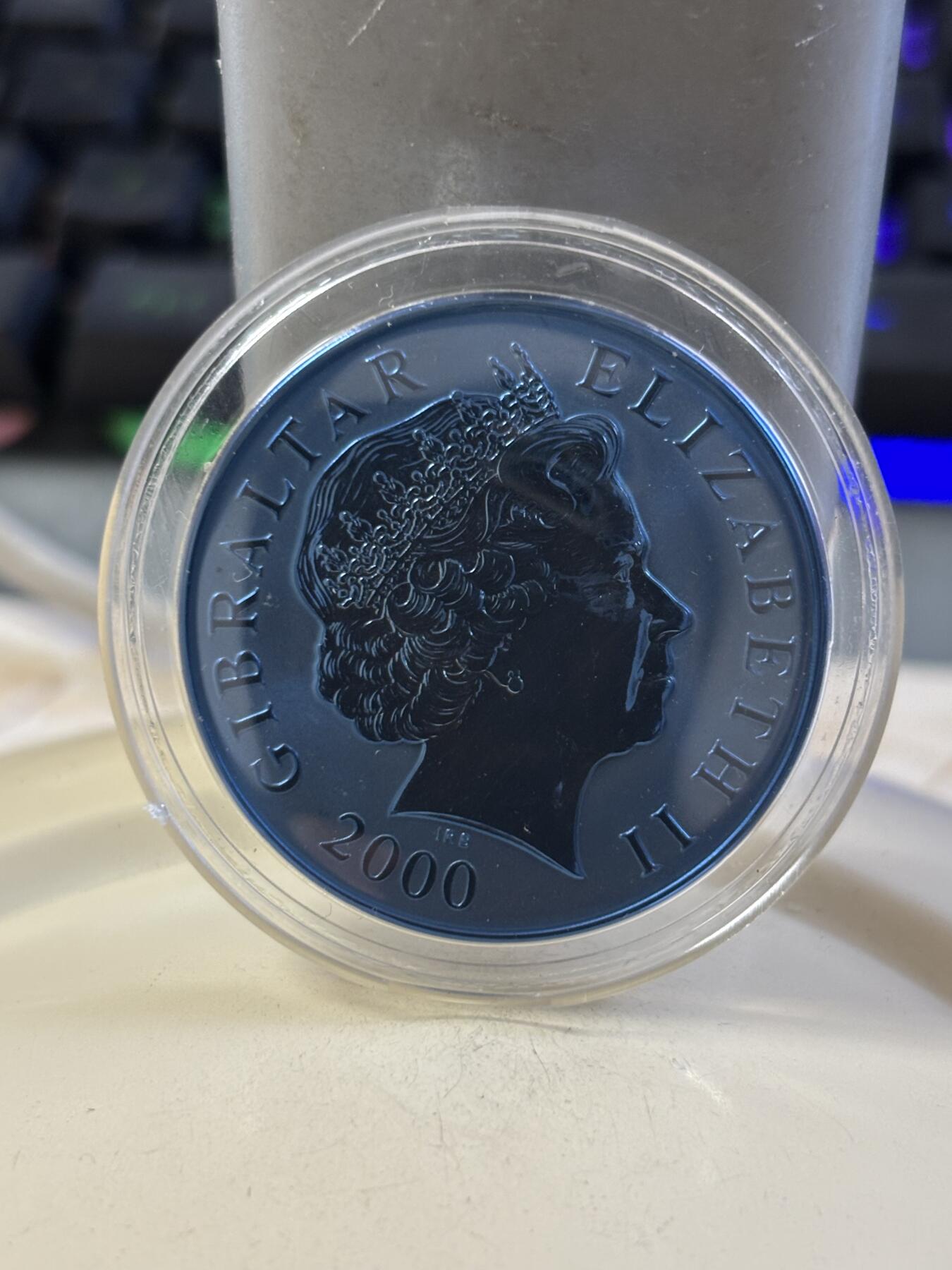 第185期拍卖 直布罗陀2000年统一便士邮政法案160周年蓝色钛币带证书