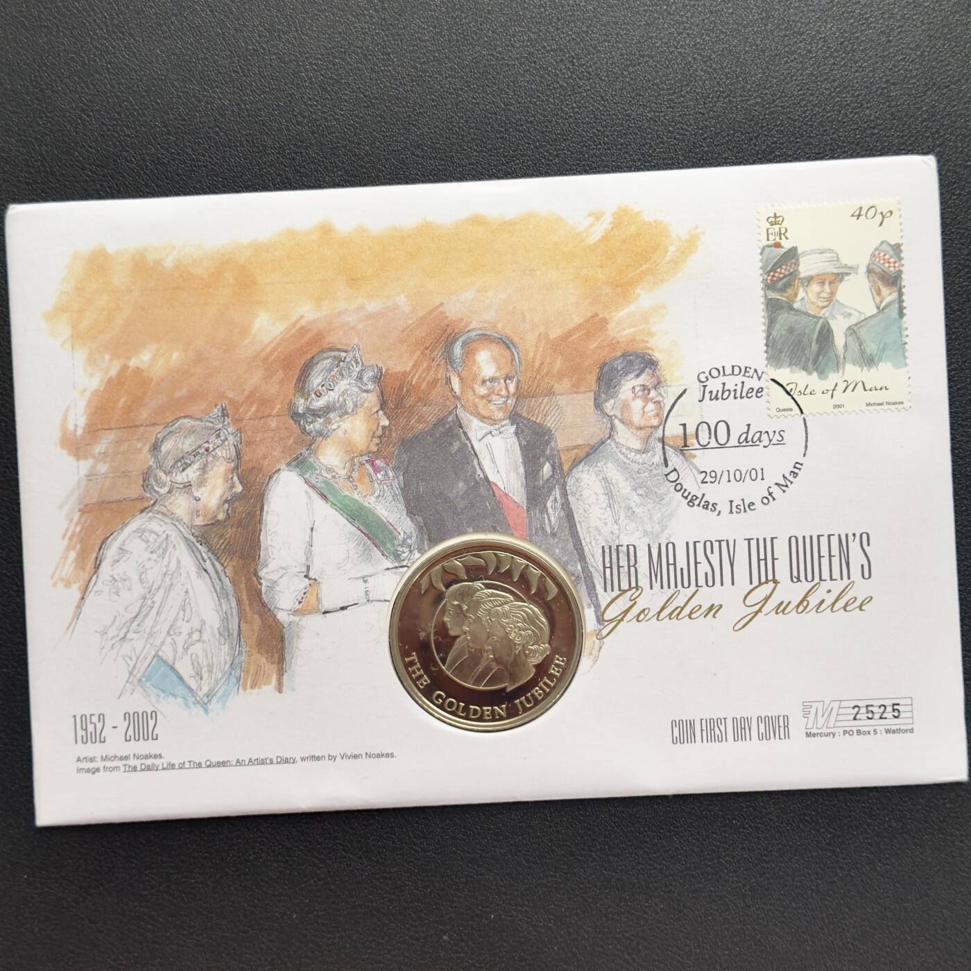 ＜小葵钱铺＞第67期·克朗币·银币场·满200包邮，不寄存·12月15日发货 〈邮币封〉福克兰群岛2002年女王金禧纪念·王室成员50便士克朗型纪念币