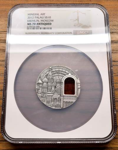 凡希社世界钱币微拍月度大拍（2025/12） - 2012帕劳密涅瓦艺术宝石镶嵌10Dol大银-克里姆林宫NGC-MS70