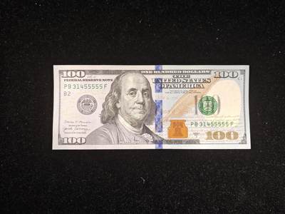 精品靓号 55555老虎号 美国 100美元 全新UNC - 精品靓号 55555老虎号 美国 100美元 全新UNC