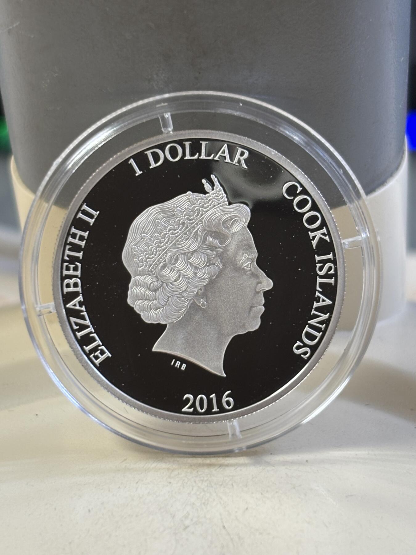 第185期拍卖 库克2016年脱欧彩色纪念银币带证书，999银，3克，发行2016枚