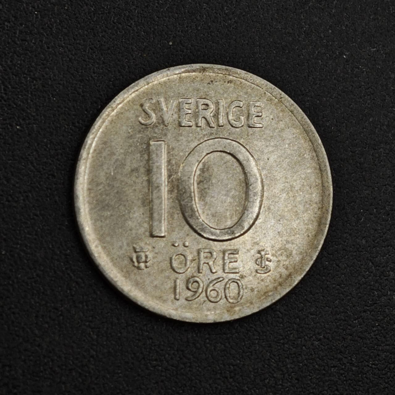 【淘币小摊】实时拍第八百二十六拍   散币场   满百包邮可预留二周 每周一统一发货   瑞典1960年10欧尔银币