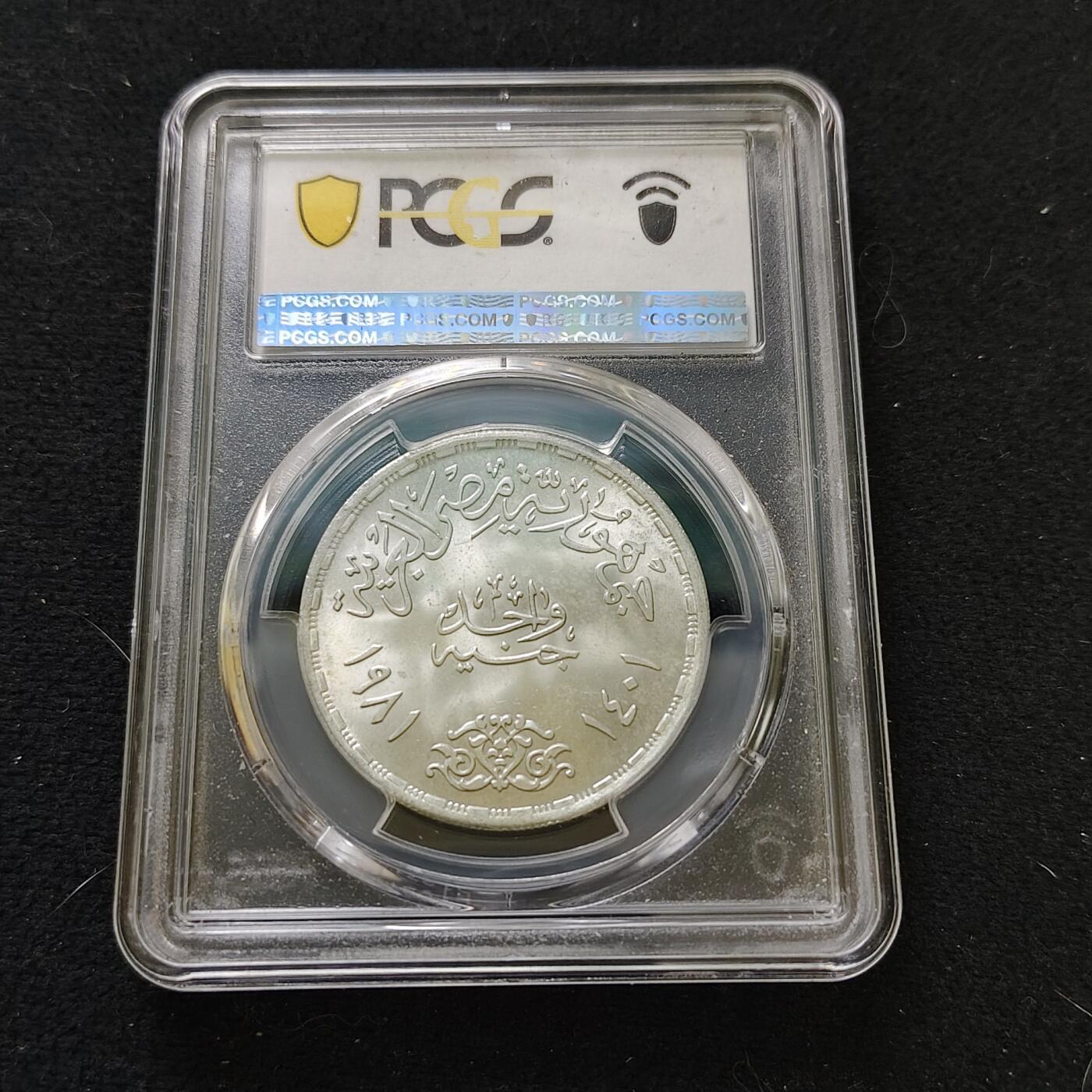 【全场包邮】纯粹捡漏拍487场（免费代拍第24场） 【收藏级】埃及1981年1镑FAO世界粮食日纪念银币-PCGS MS66（更高分仅3枚）